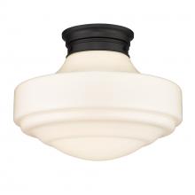  0508-LSF BLK-VMG - Ingalls Large Semi-Flush in Matte Black with Vintage Milk Glass Shade